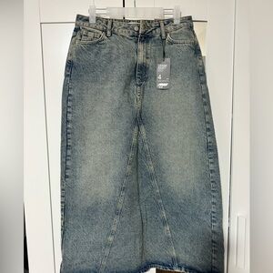 Primark Long Denim Skirt - greenish wash.